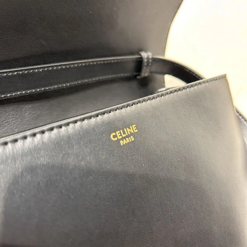 Celine Black Leather Satchel Crossbody Bag - Image 7