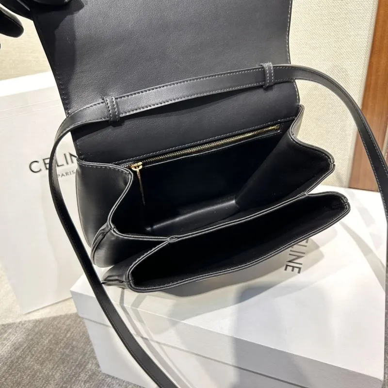 Celine Black Leather Satchel Crossbody Bag - Image 8