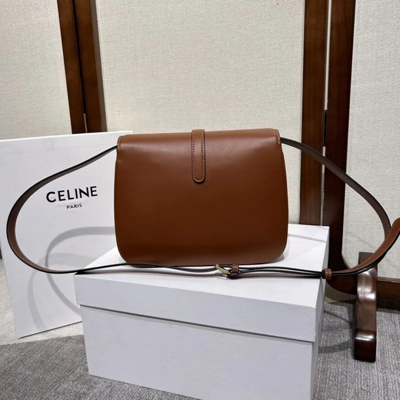 Celine Brown Leather Satchel Crossbody Bag 303 - Image 3