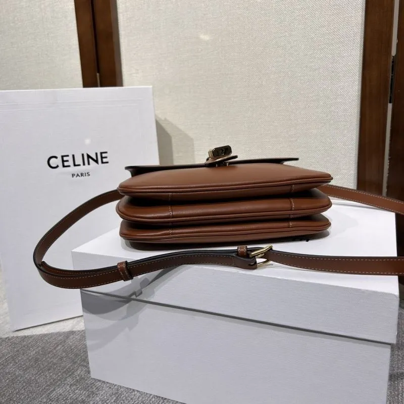 Celine Brown Leather Satchel Crossbody Bag 303 - Image 4
