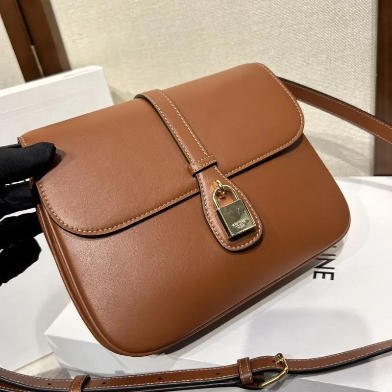 Celine Brown Leather Satchel Crossbody Bag 303 - Image 5