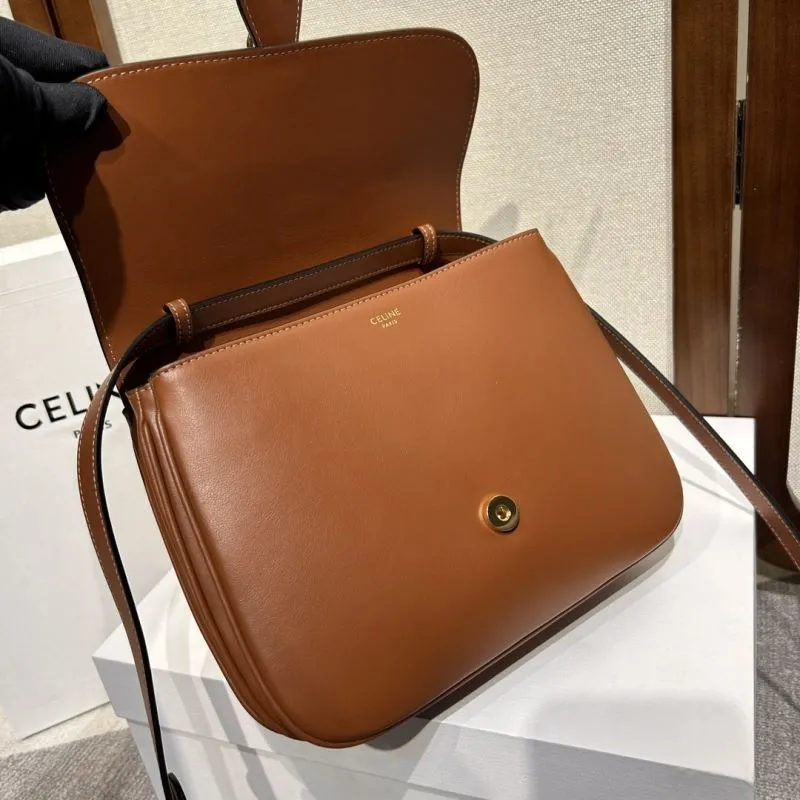 Celine Brown Leather Satchel Crossbody Bag 303 - Image 6