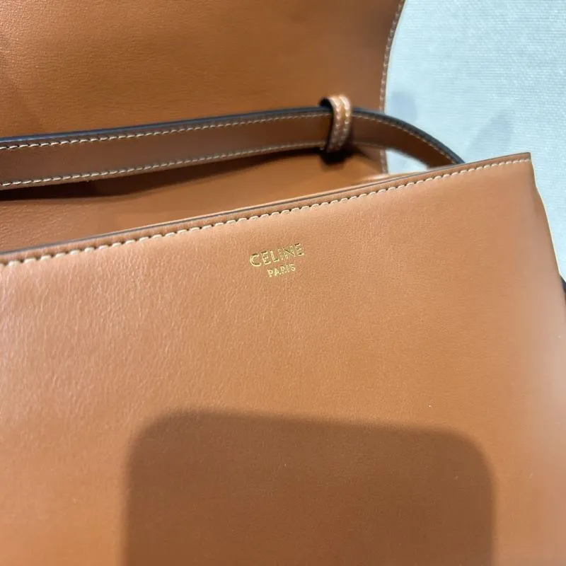 Celine Brown Leather Satchel Crossbody Bag 303 - Image 7