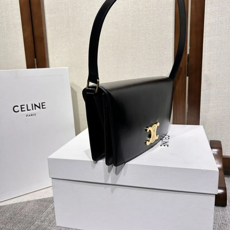 Celine Black Leather Shoulder Bag 304 - Image 4