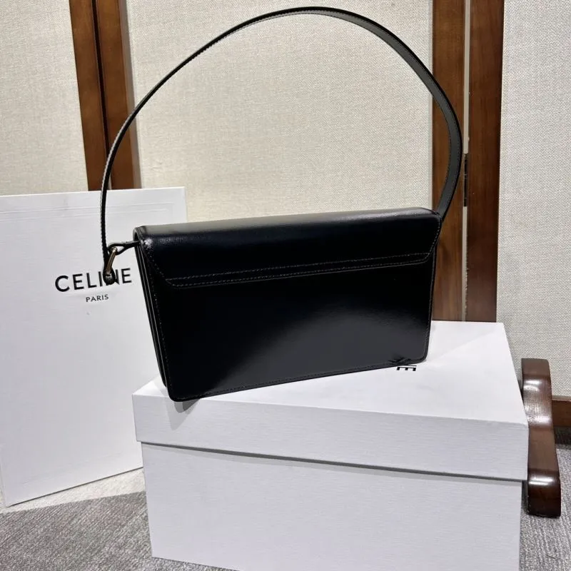 Celine Black Leather Shoulder Bag 304 - Image 5