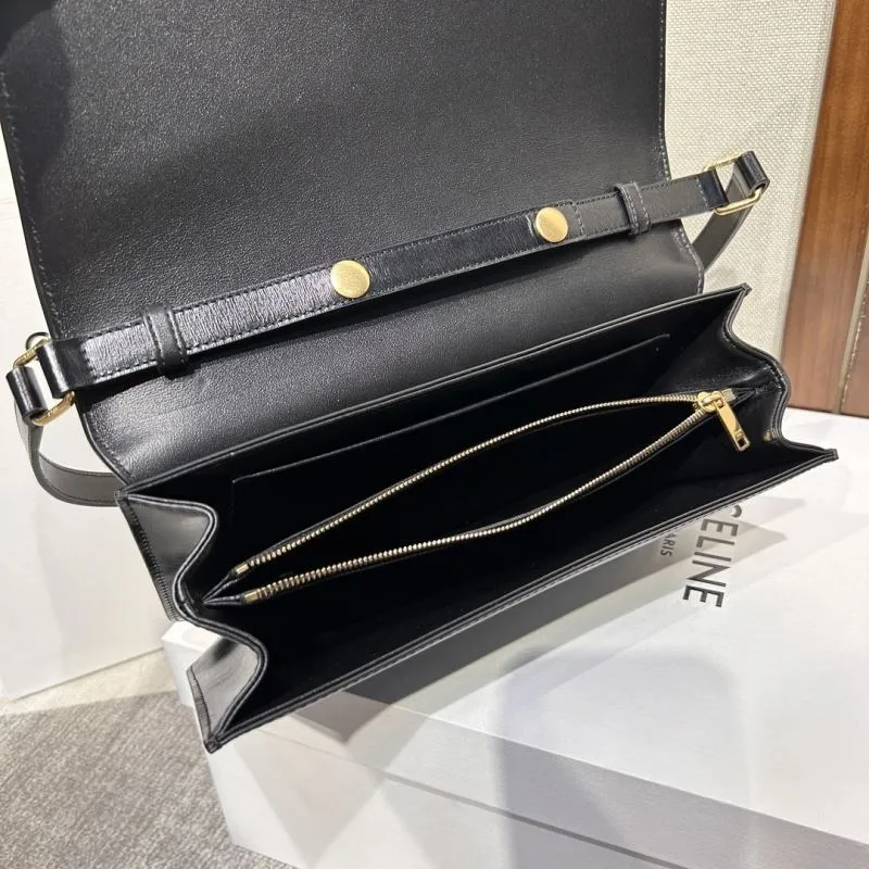 Celine Black Leather Shoulder Bag 304 - Image 8