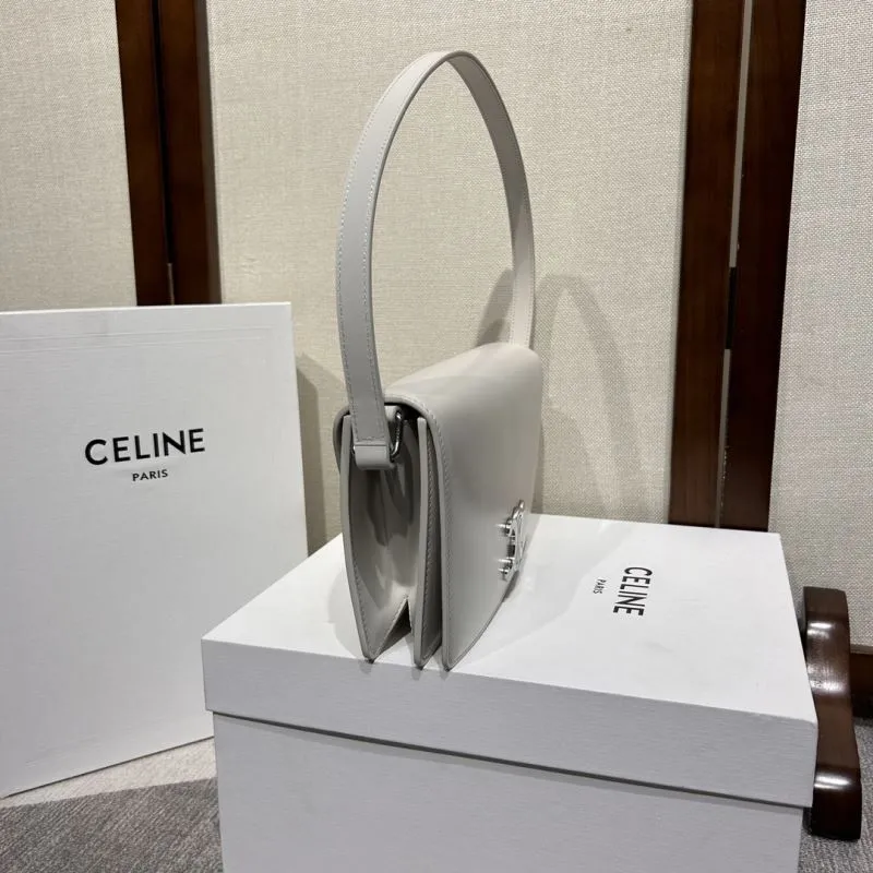 Celine White Leather Shoulder Satchel Bag 305 - Image 3