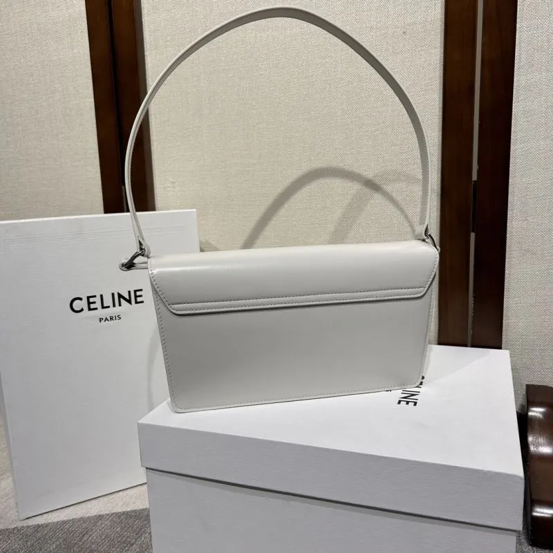 Celine White Leather Shoulder Satchel Bag 305 - Image 4