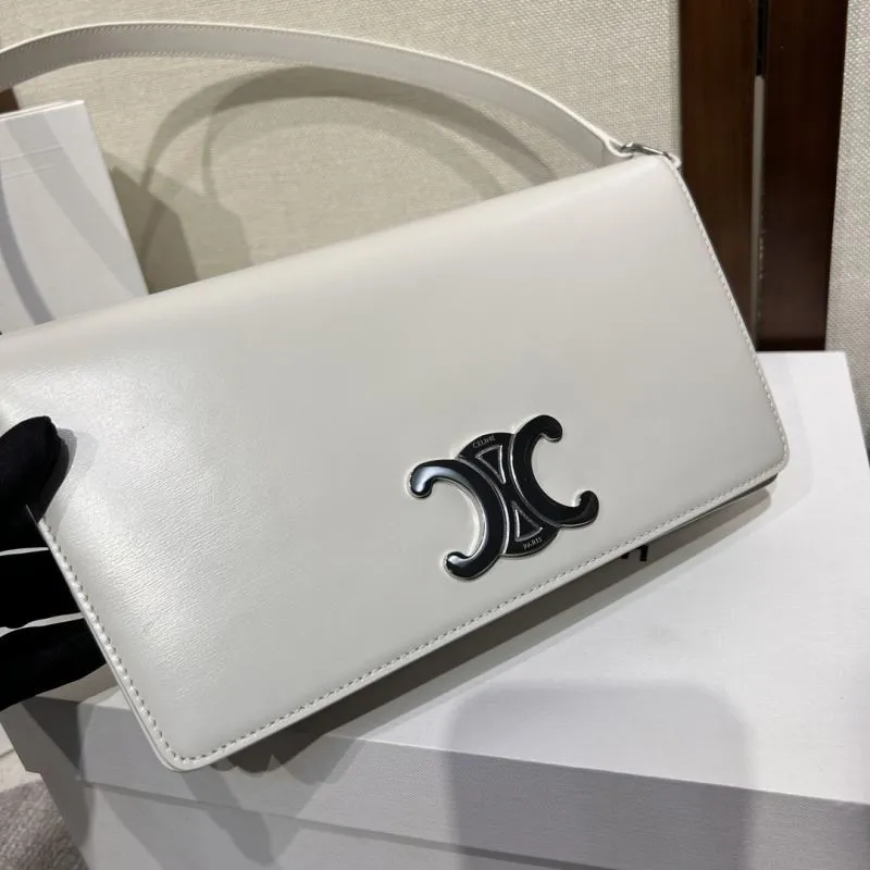Celine White Leather Shoulder Satchel Bag 305 - Image 6