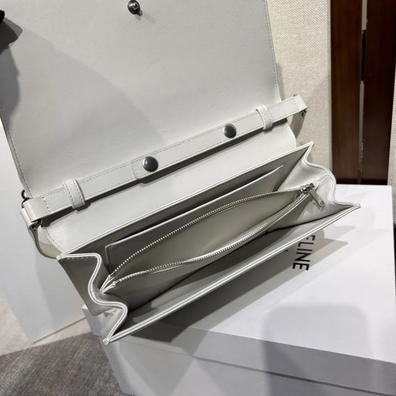 Celine White Leather Shoulder Satchel Bag 305 - Image 8