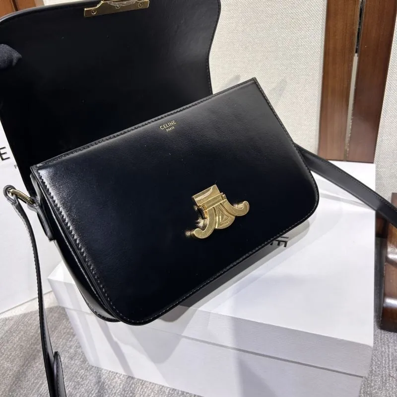 Celine Black Leather Satchel Bag 307 - Image 6