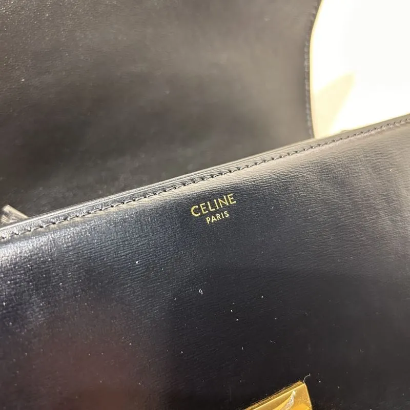 Celine Black Leather Satchel Bag 307 - Image 7