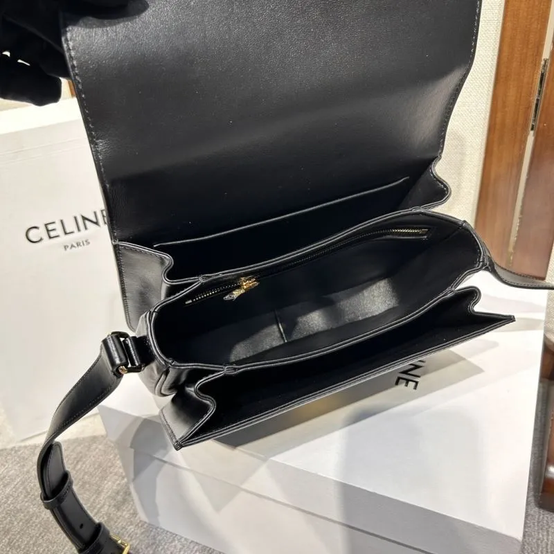 Celine Black Leather Satchel Bag 307 - Image 8
