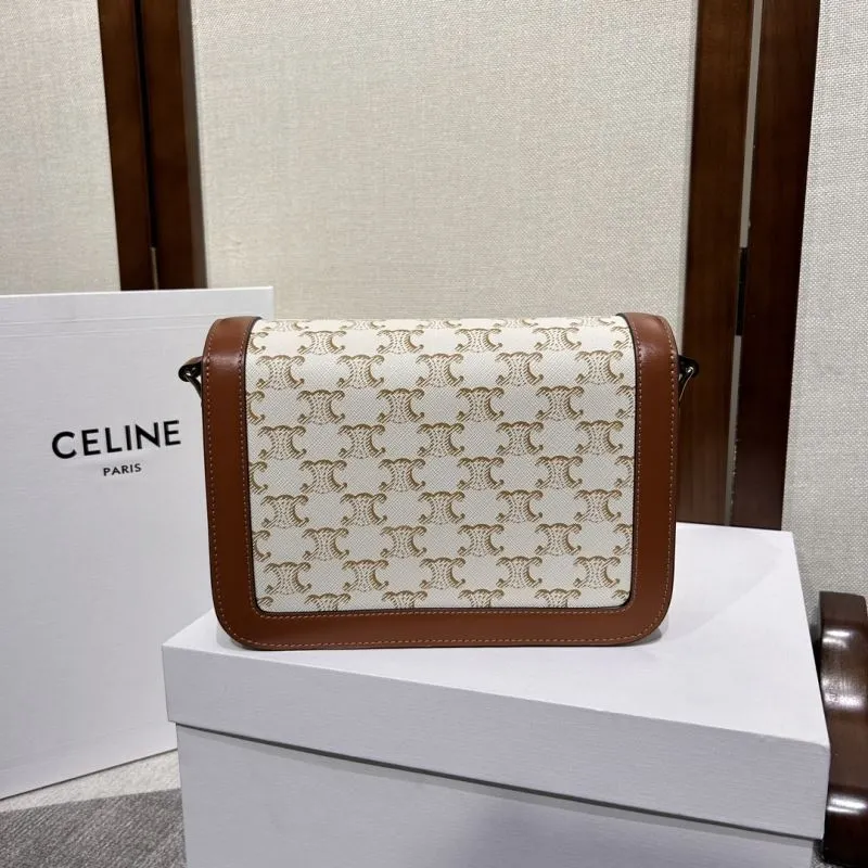 Celine 309 White Brown Satchel Handbag - Image 3