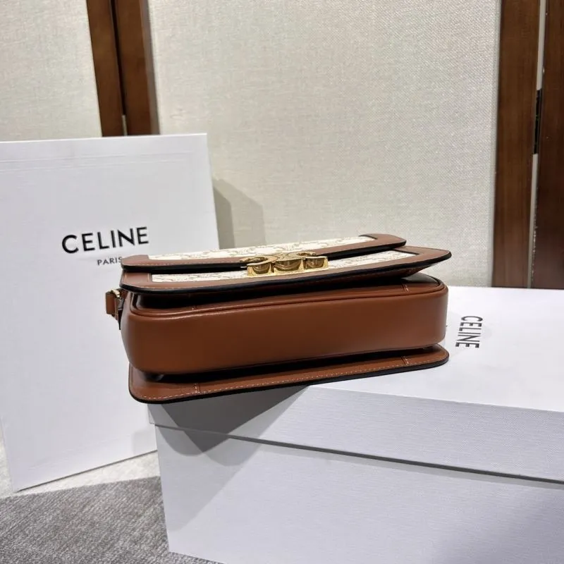 Celine 309 White Brown Satchel Handbag - Image 4