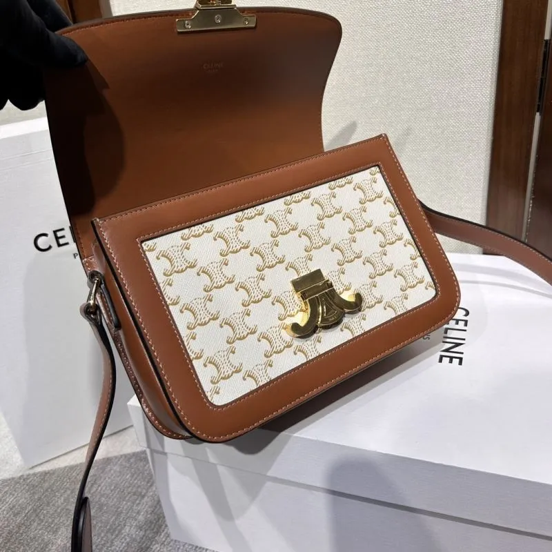 Celine 309 White Brown Satchel Handbag - Image 6