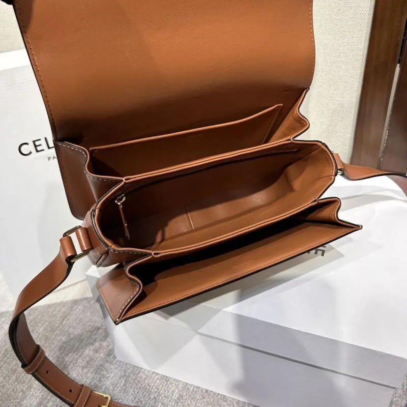 Celine 309 White Brown Satchel Handbag - Image 8