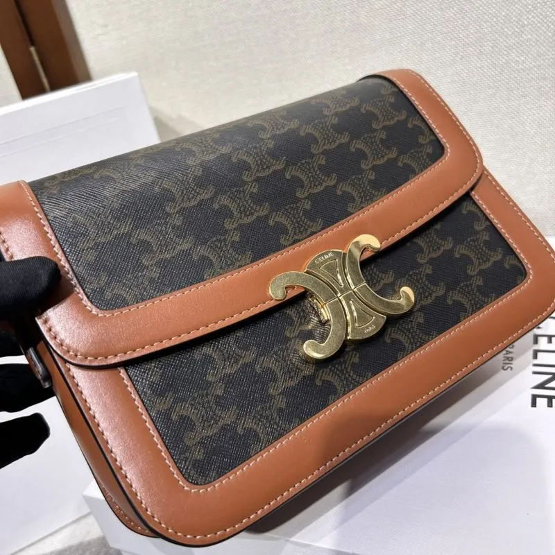 Celine Black Tan Monogram Crossbody Satchel Bag - Image 5