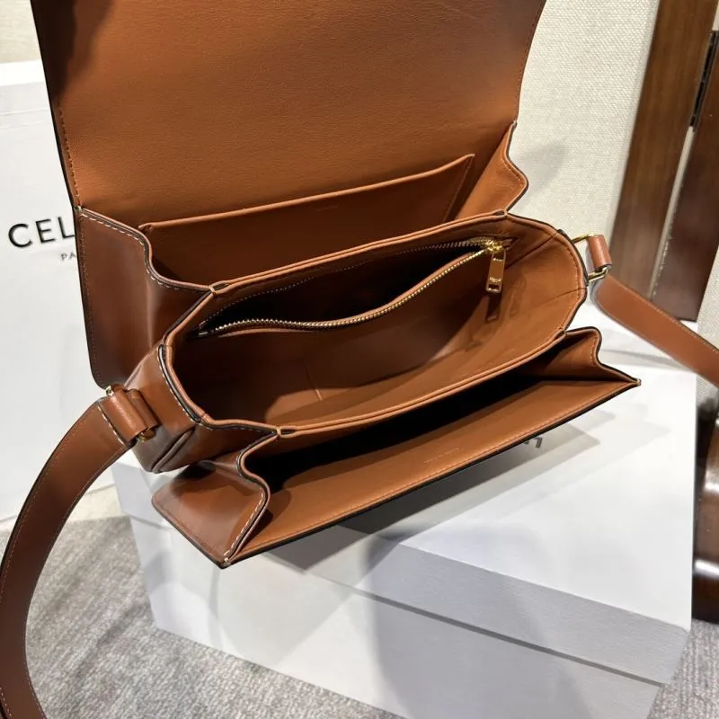 Celine Black Tan Monogram Crossbody Satchel Bag - Image 8