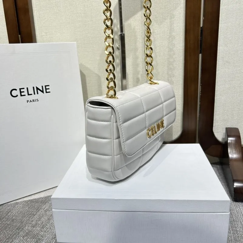 Alternative view of Celine White Quilted Chain Satchel Bag 313