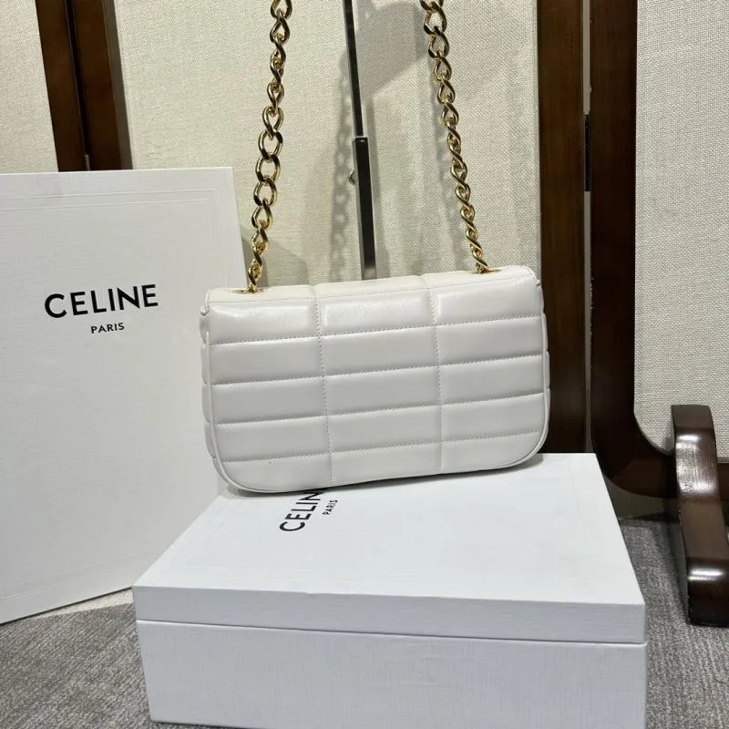 Celine White Quilted Chain Satchel Bag 313 - Image 3