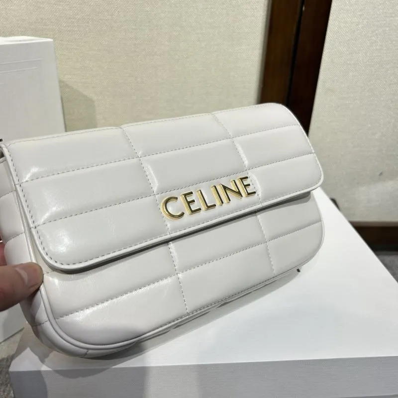 Celine White Quilted Chain Satchel Bag 313 - Image 5