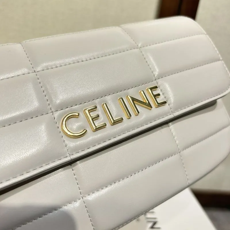 Celine White Quilted Chain Satchel Bag 313 - Image 6