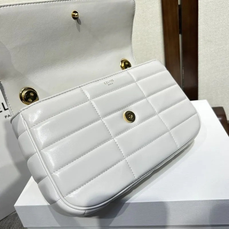 Celine White Quilted Chain Satchel Bag 313 - Image 7