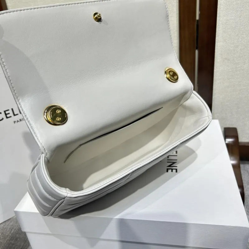 Celine White Quilted Chain Satchel Bag 313 - Image 8