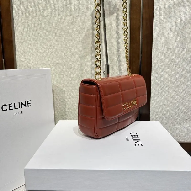 Alternative view of Celine Quilted Chain Shoulder Bag Terracotta 314