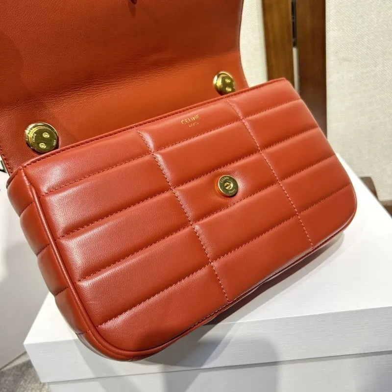 Celine Quilted Chain Shoulder Bag Terracotta 314 - Image 7