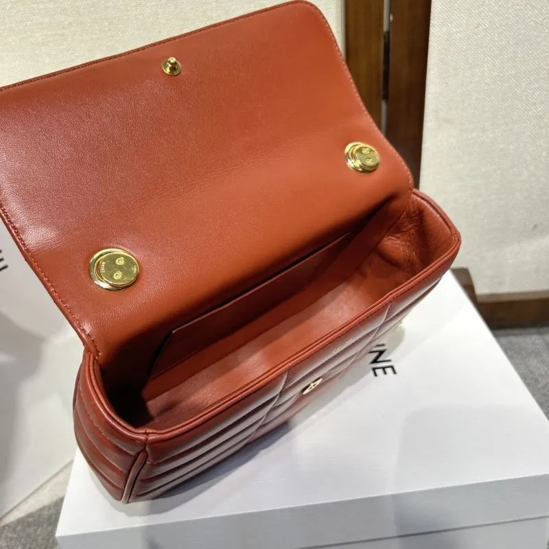 Celine Quilted Chain Shoulder Bag Terracotta 314 - Image 8