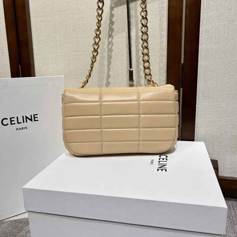 Celine Beige Quilted Chain Shoulder Bag 316 - Image 3