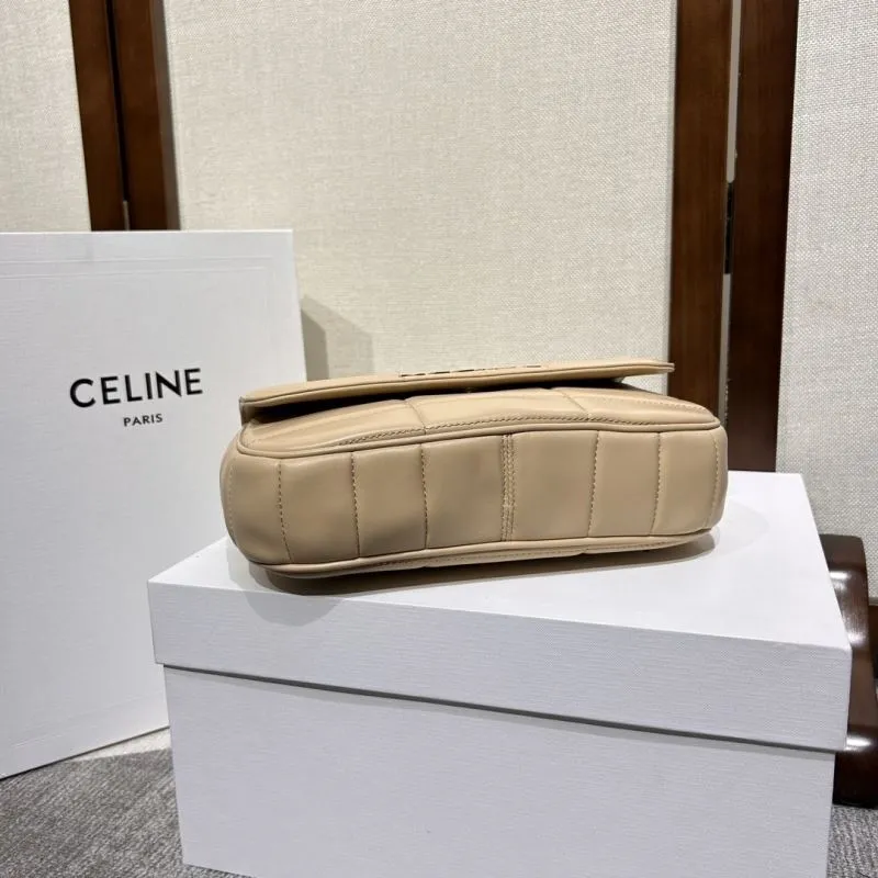 Celine Beige Quilted Chain Shoulder Bag 316 - Image 4