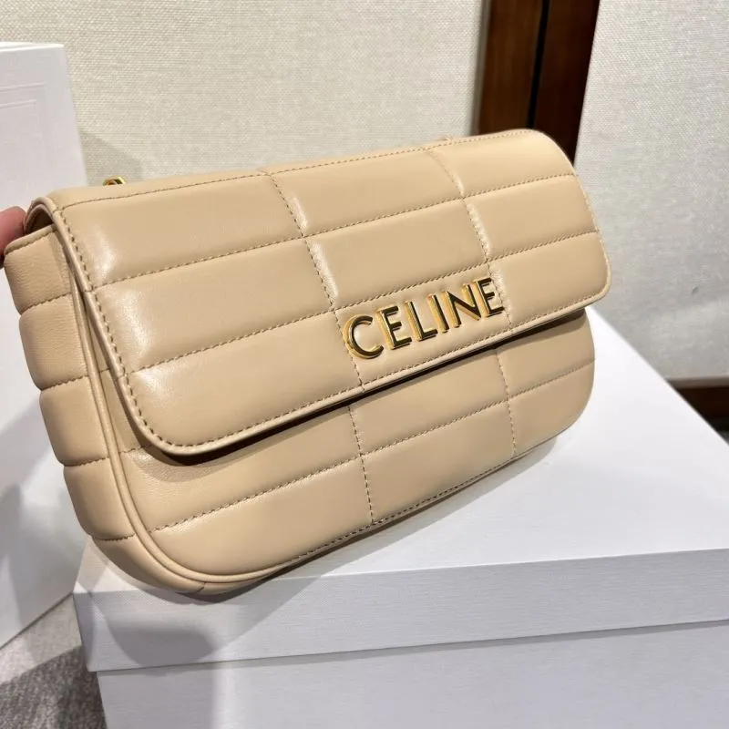 Celine Beige Quilted Chain Shoulder Bag 316 - Image 5
