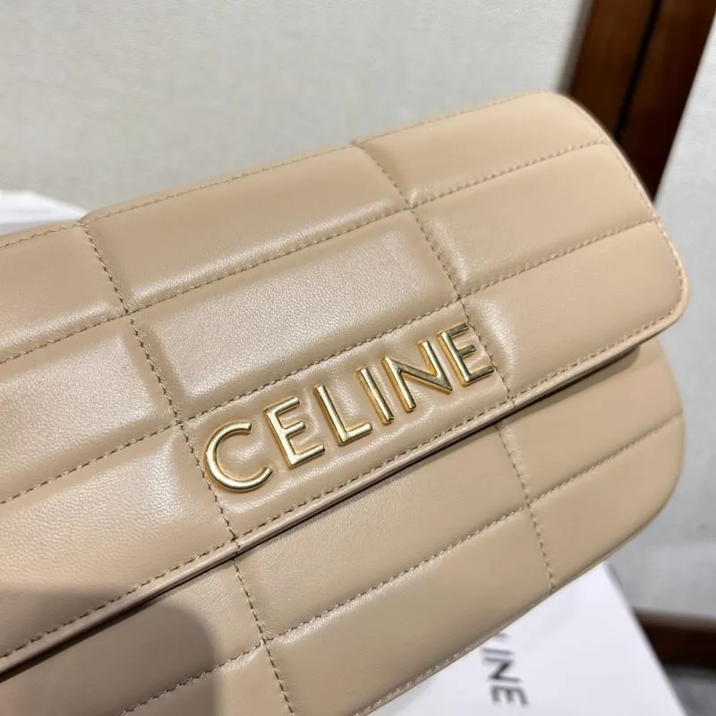 Celine Beige Quilted Chain Shoulder Bag 316 - Image 6