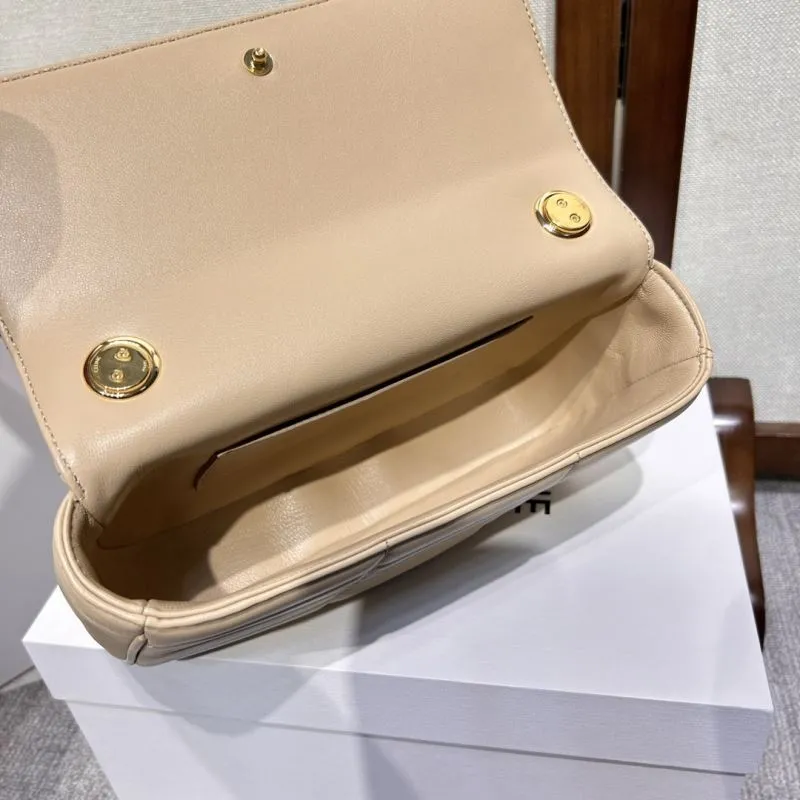 Celine Beige Quilted Chain Shoulder Bag 316 - Image 8