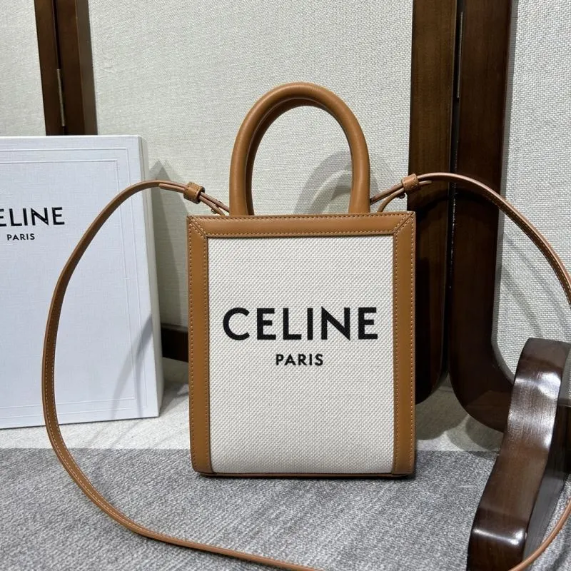 Celine Mini Beige Canvas Crossbody Tote Bag