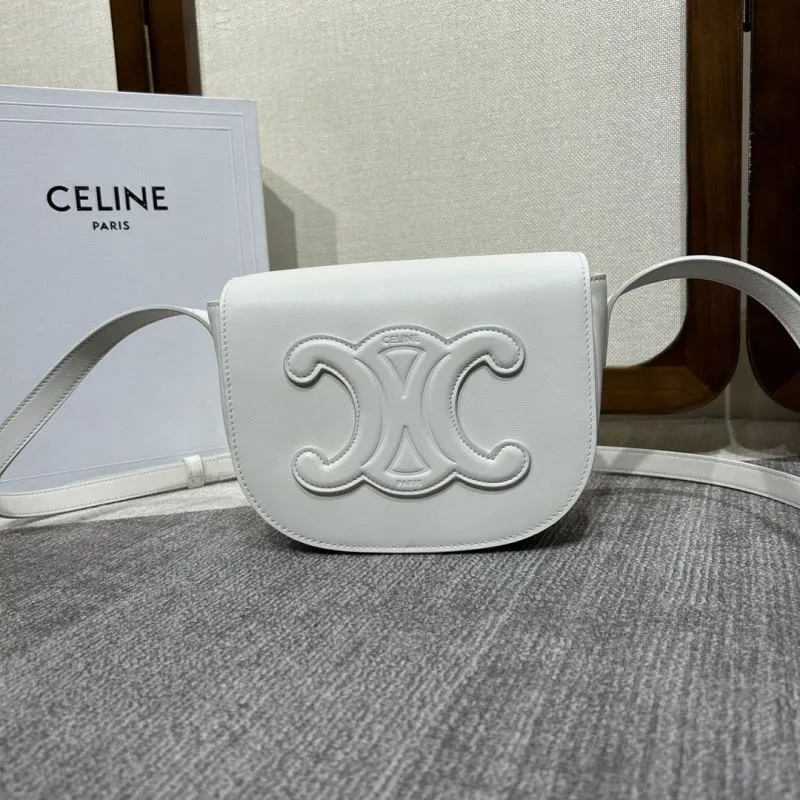 Celine White Crossbody Saddle Bag 324