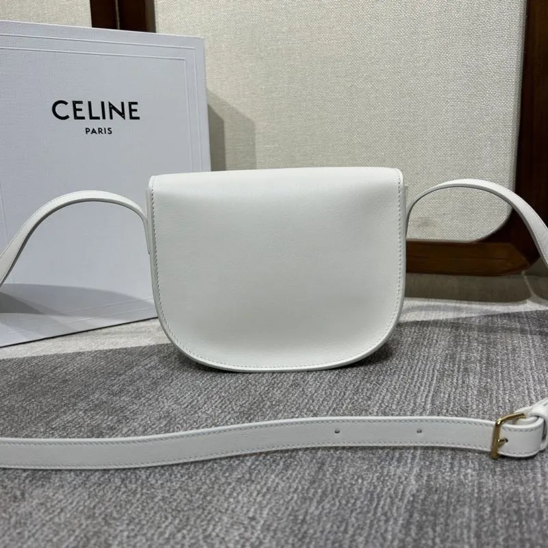 Celine White Crossbody Saddle Bag 324 - Image 3