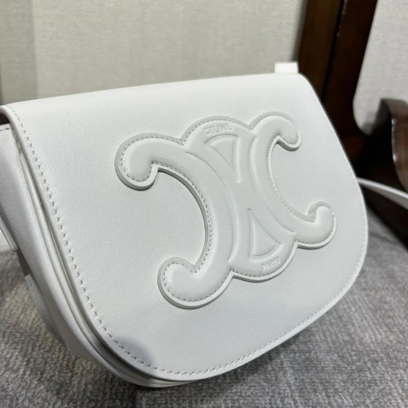 Celine White Crossbody Saddle Bag 324 - Image 5