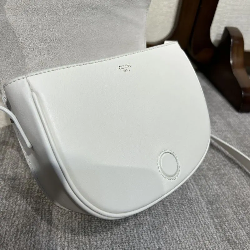 Celine White Crossbody Saddle Bag 324 - Image 7