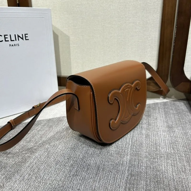 Alternative view of Celine Brown Leather Crossbody Saddle Bag