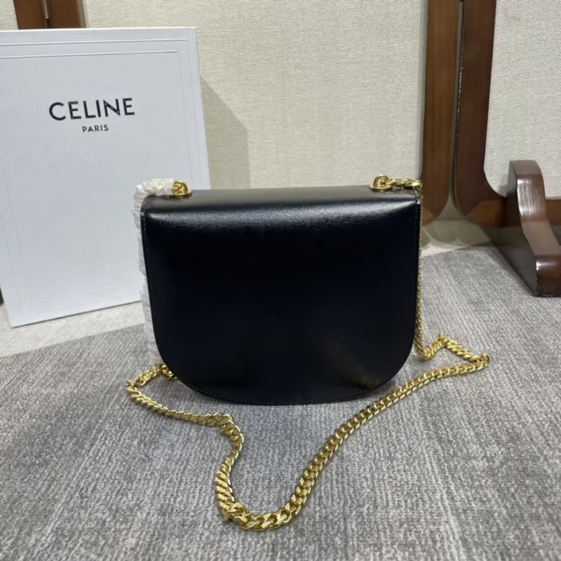 Celine Black Leather Chain Crossbody Bag - Image 3