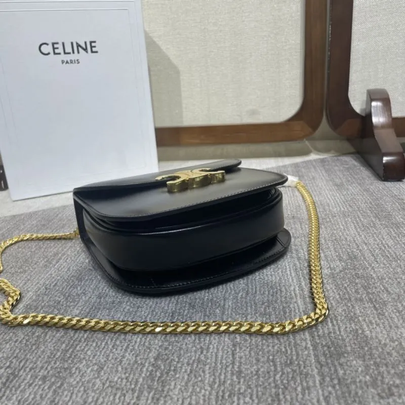 Celine Black Leather Chain Crossbody Bag - Image 4