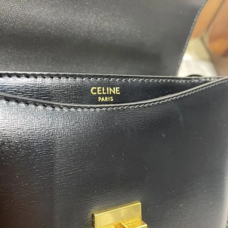 Celine Black Leather Chain Crossbody Bag - Image 7