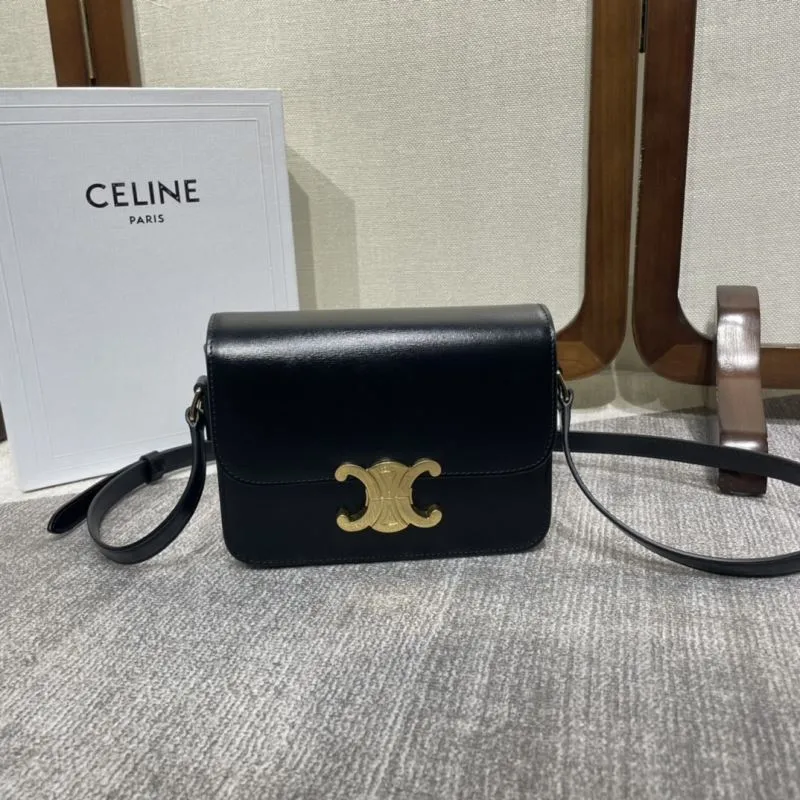 Celine Black Leather Crossbody Satchel Bag 332