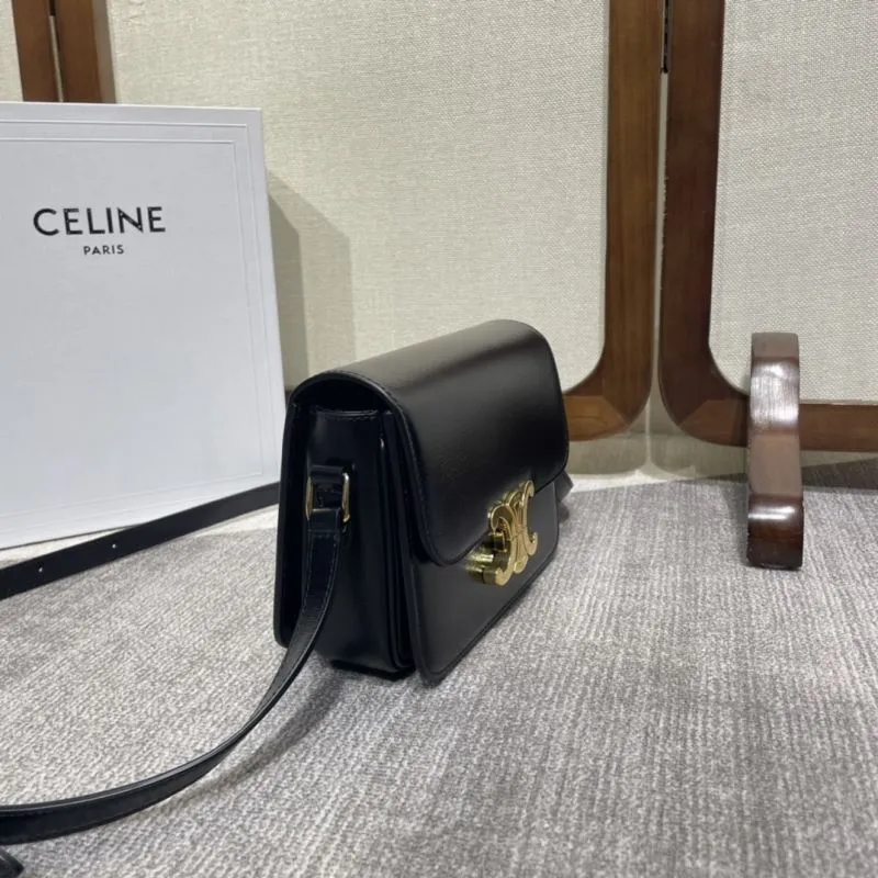 Alternative view of Celine Black Leather Crossbody Satchel Bag 332