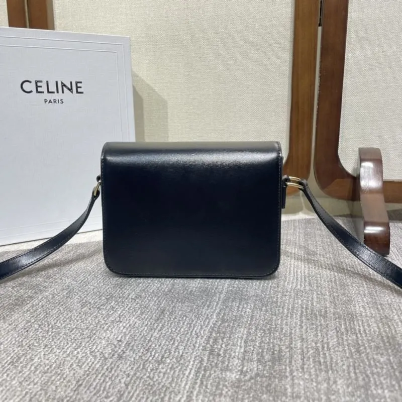 Celine Black Leather Crossbody Satchel Bag 332 - Image 3