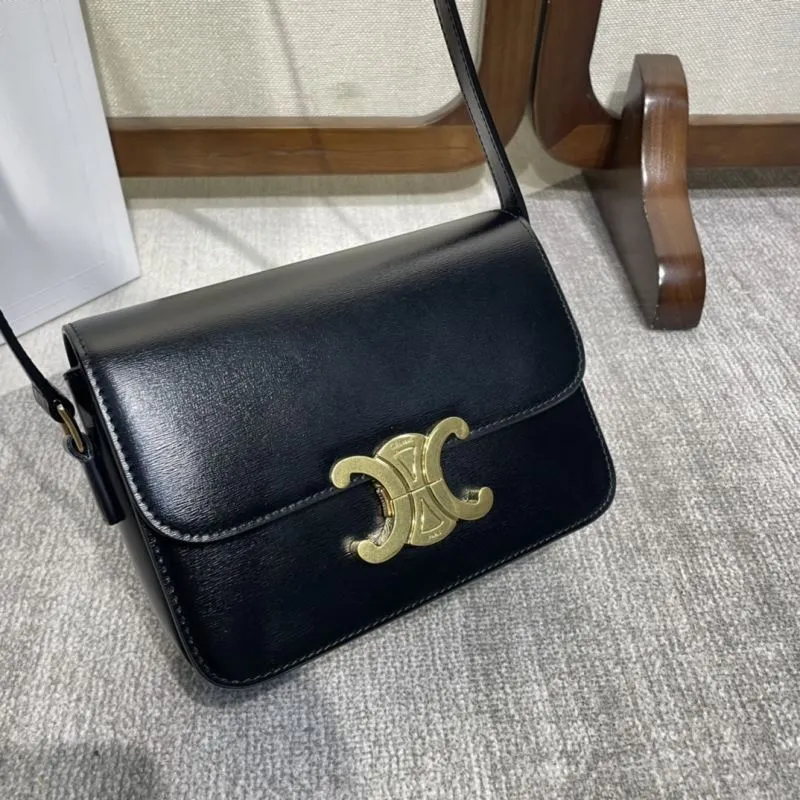 Celine Black Leather Crossbody Satchel Bag 332 - Image 5